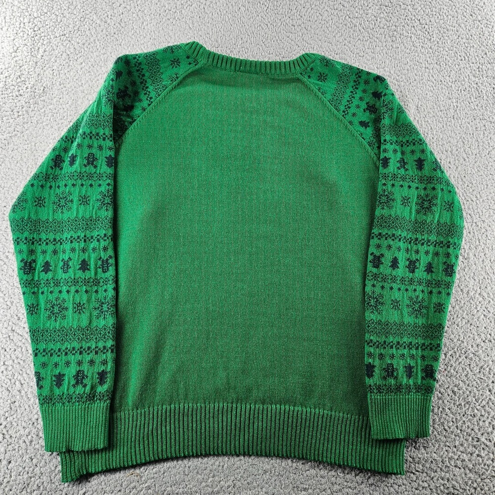 Ugly Christmas Sweater Womens XXL Green Fair Isle Gingerbread Man Oh Snap - Picture 13 of 16